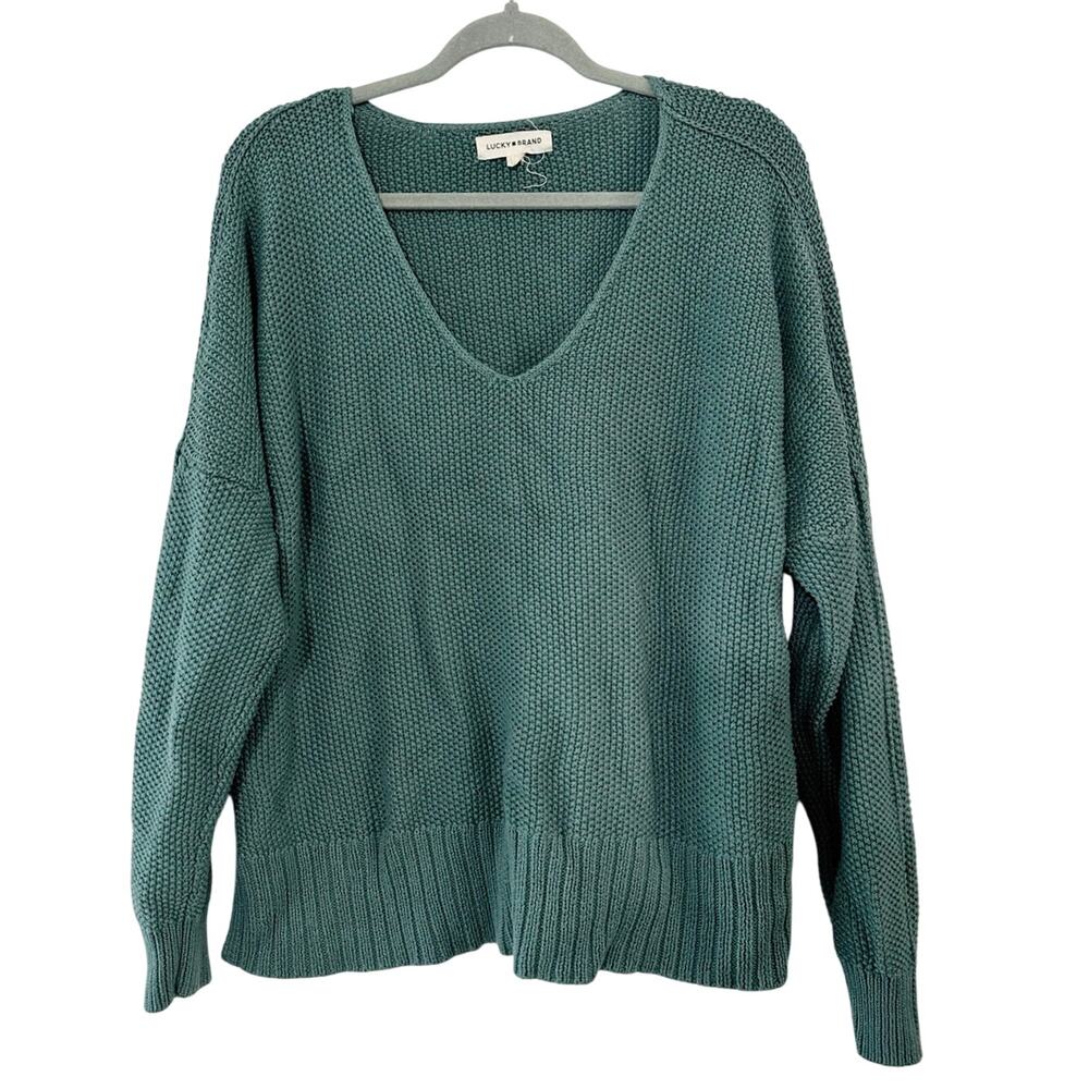 LUCKY BRAND Teal Sea Green V-Neck Oversized Slouchy Sweater - Women’s Sz XL